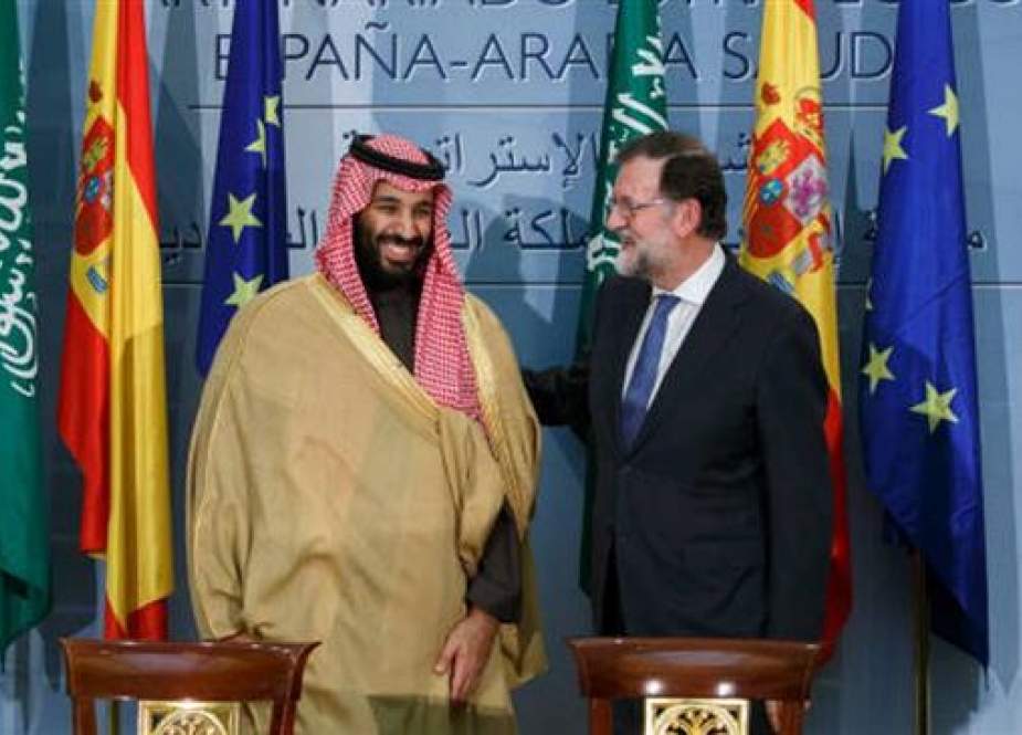 Saudi Crown Prince Mohammed bin Salman Al Saud and then-Spanish Prime Minister Mariano Rajoy