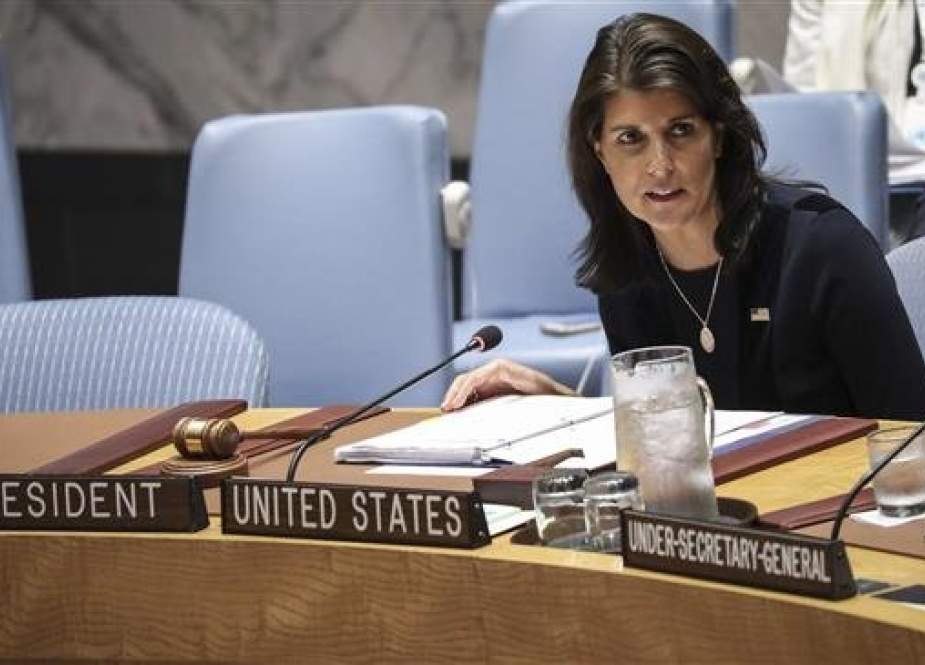 US Ambassador to the UN Nikki Haley chairs a meeting of the United Nations Security Council at UN headquarters, September 17, 2018 in New York City. (Getty Images)