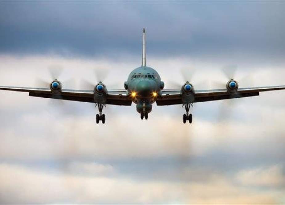 A undated photo obtained on September 18, 2018 shows a Russian IL-20M (Ilyushin 20m) aircraft landing at an unknown location. (By AFP)