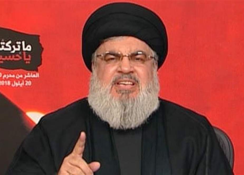 Hezbollah Secretary General Sayyed Hassan Nasrallah delivers a speech marking Ashura in Beirut, Lebanon.jpg
