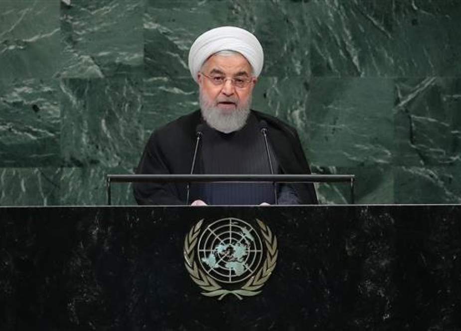 Iranian President Hassan Rouhani speaks during the 73rd session of the UN General Assembly in New York