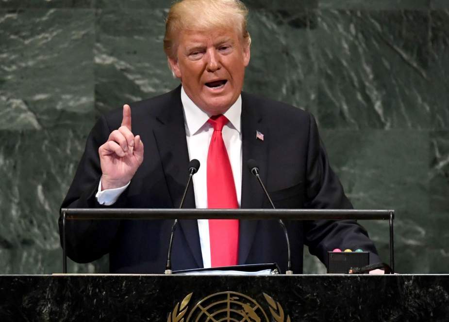 US President Donald Trump addresses the 73rd session of the General Assembly at the United Nations in New York, September 25, 2018.