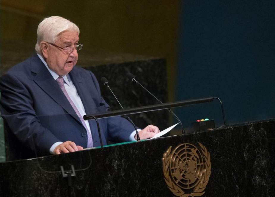 Syrian Foreign Minister Walid al-Muallem addresses the 73rd session of the General Assembly at the United Nations in New York, the United States, on September 29, 2018. (Photo by SANA)