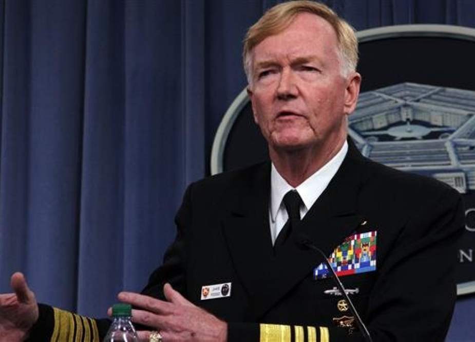 Admiral James Foggo, who heads US Naval Forces Europe and other key commands, addresses Pentagon reporters on October 5, 2018 in Washington, DC. (Photo by AFP)