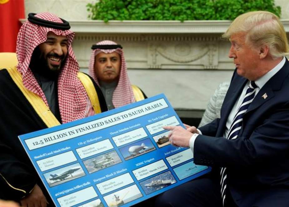US President boasting of massive arms sales to Saudi Arabia during a meeting with Saudi Crown Prince
