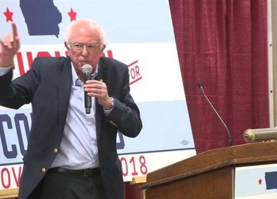 United States Independent Senator Bernie Sanders speaks at a campaign rally in Iowa State University in Ames on October 21 2018. (Photo via NBC)