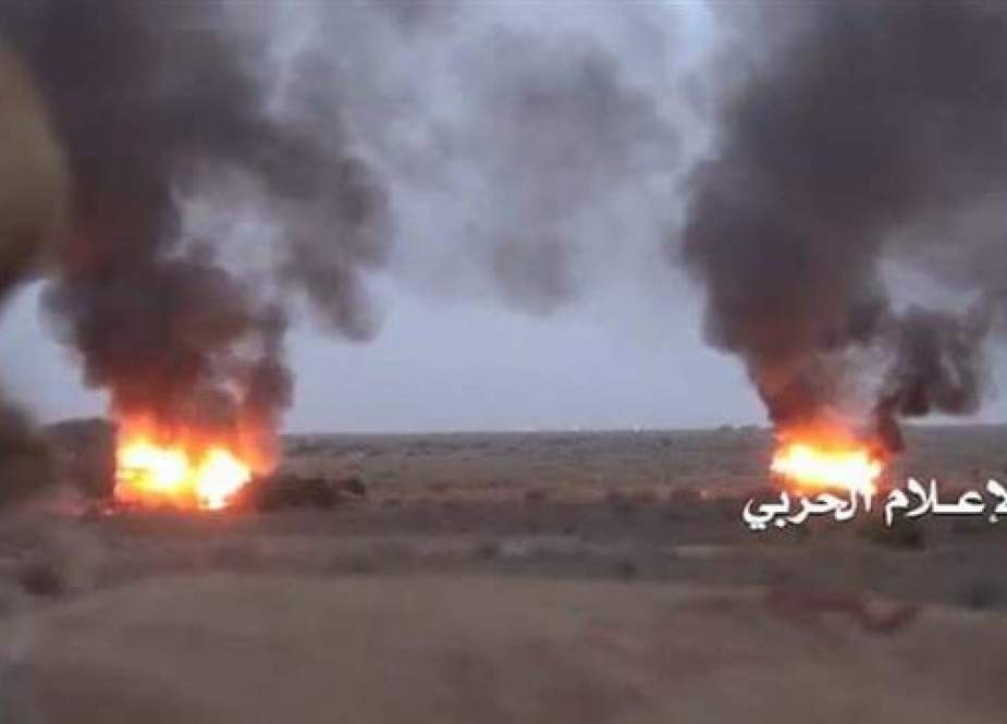This frame grab from an undated video provided by Yemen’s War Media outlet shows a counterattack by Yemen’s Army against Saudi Arabian-led forces.