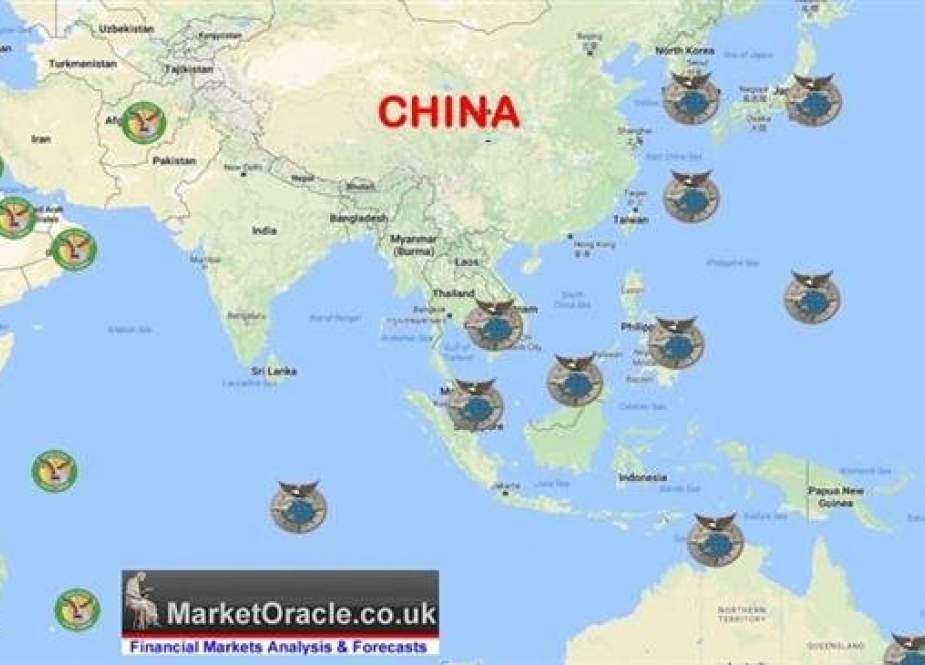 The US military is building military bases surrounding China.