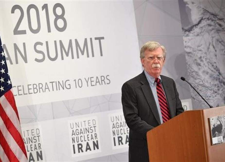 US national security adviser John Bolton speaks at the United Against Nuclear Iran Summit in New York on Sept. 25. (Photo by AFP)
