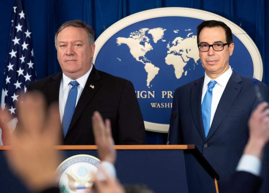US Secretary of State Mike Pompeo, left, and Treasury Secretary Steven Mnuchin (file photo)