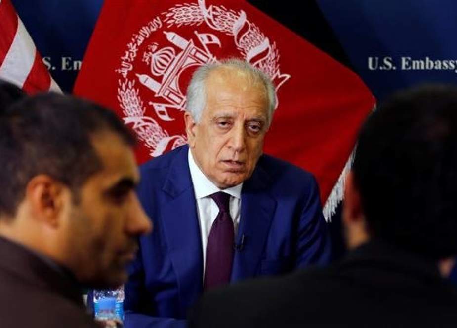 US special envoy for peace in Afghanistan, Zalmay Khalilzad, talks with local reporters at the US embassy in the capital, Kabul, on November 18, 2018. (Photo by Reuters)