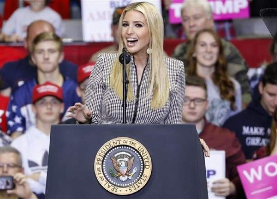 Ivanka Trump speaks during a campaign rally for Republican Senate candidate Mike Braun and attended by President Donald Trump at the County War Memorial Coliseum November 5, 2018 in Fort Wayne, Indiana. (Photo by AFP)