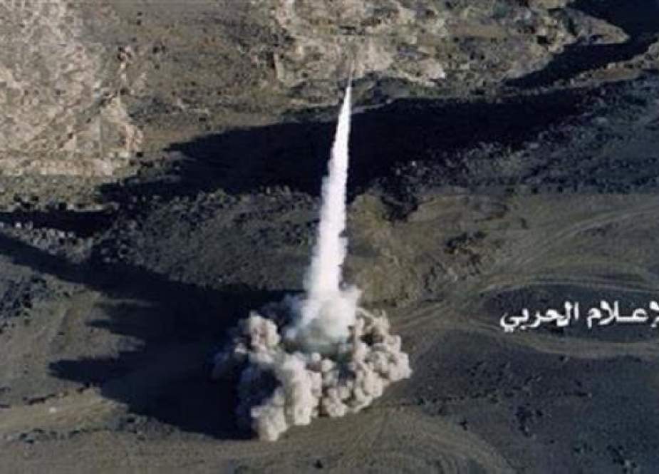 This undated photo, provided by the media bureau of Yemen’s Operations Command, shows a Yemeni missile shortly after launch.