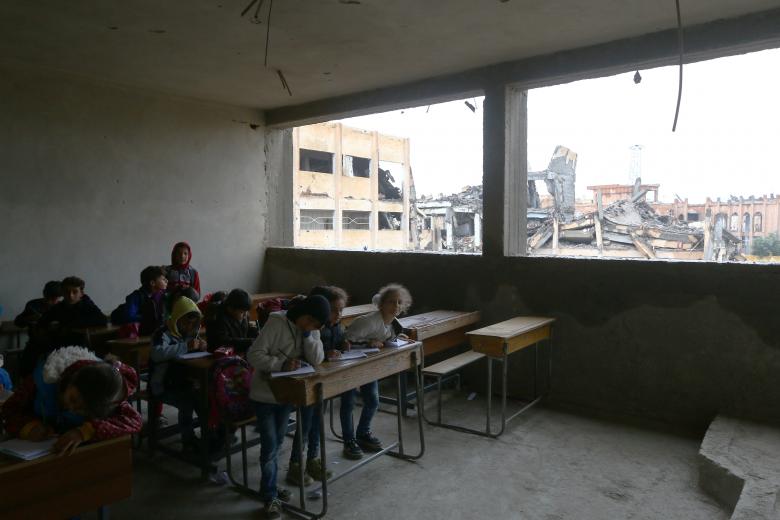 School children sit in a classroom at a school in Raqqa, Syria November 5, 2018. Since Islamic State s defeat there in October 2017, 44 schools have reopened with 45,000 children enrolled, said Ali al-Shannan, the head of the education council set up by 
