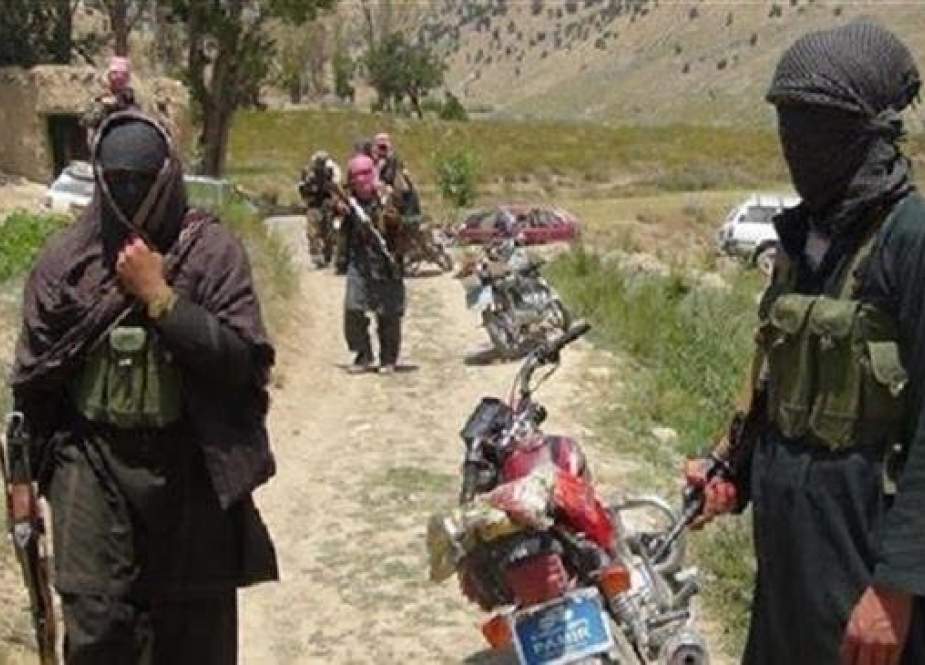 The file photo shows Taliban militants in Ahmad Aba district on the outskirts of Gardez, the capital of Paktia province, Afghanistan, July 18, 2017. (AFP)
