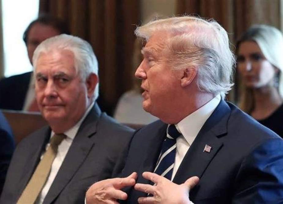 US President Donald Trump (right) with his then-secretary of state Rex Tillerson (File photo)