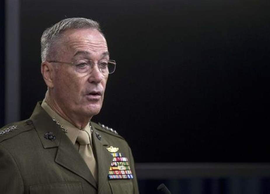 Chairman of the Joint Chiefs of Staff General Joseph Dunford speaks during a press briefing at the Pentagon August 28, 2018 in Arlington, Virginia. (Photo by AFP)