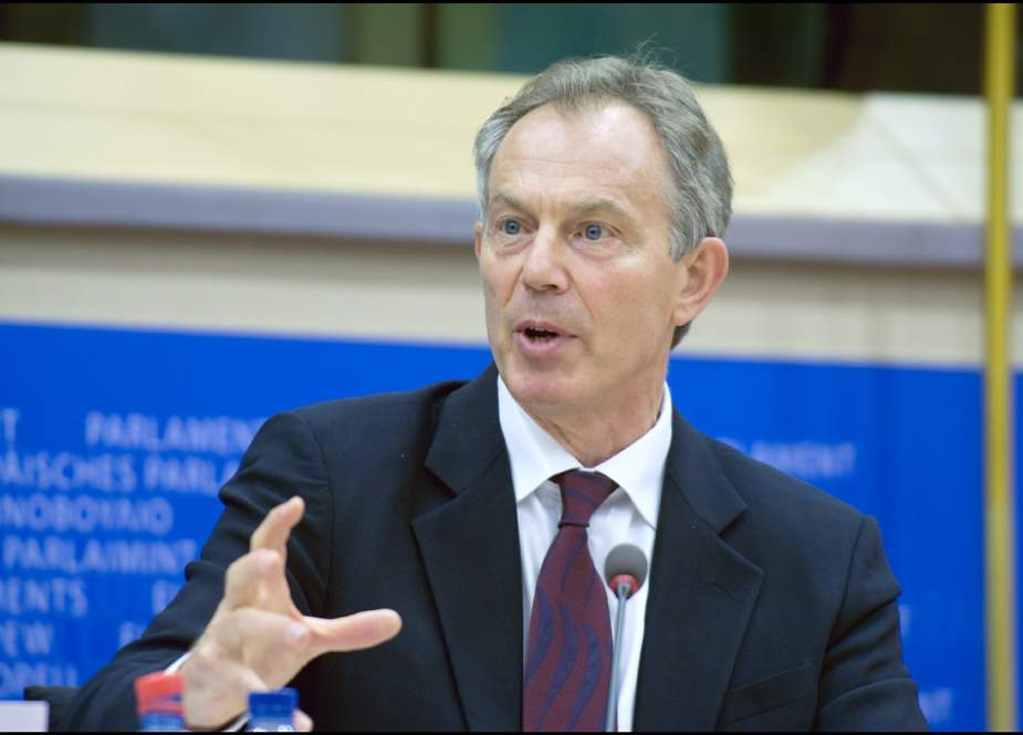 The file photo shows former British Prime Minister Tony Blair delivering a speech during a press conference at the EU commission in the Belgian capital of Brussels on March 22, 2010. (Photo by AFP)