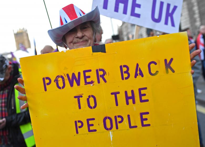 Pro-Brexit supporters demonstrate in central London, December 9, 2018.