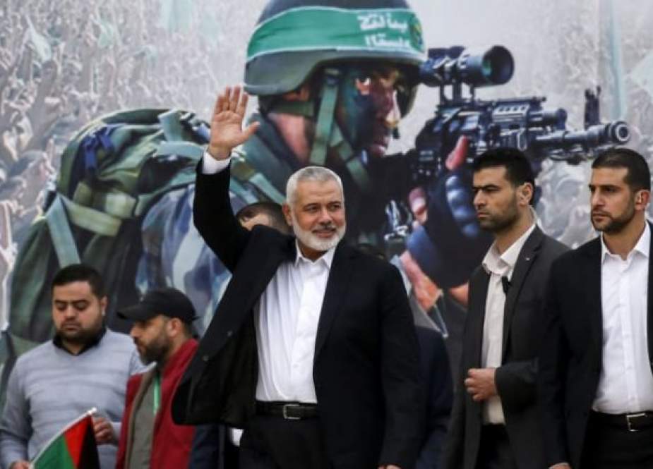 Hamas political bureau chief Ismail Haniyeh during a rally in Gaza.jpg