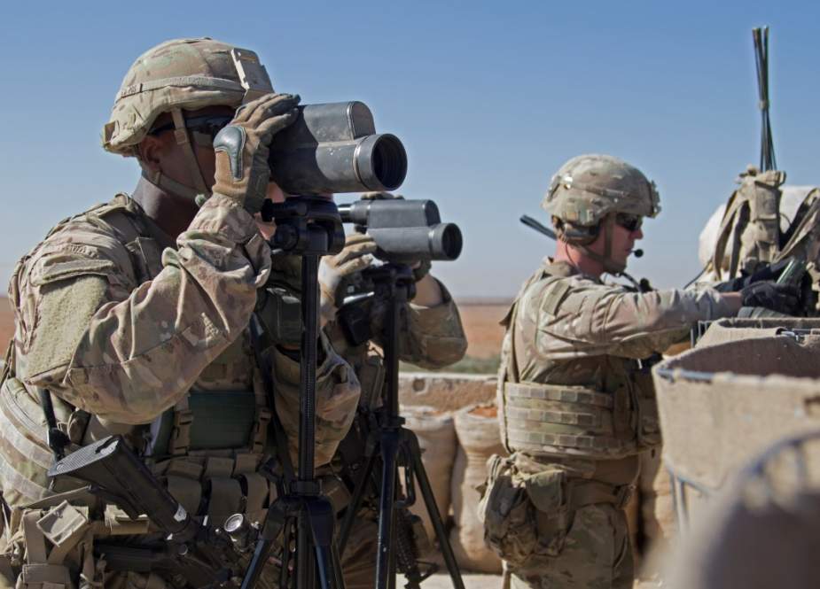 US soldiers on surveillance during a combined joint patrol in Manbij, Syria.