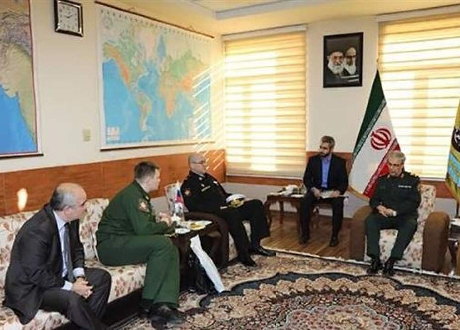 Chairman of the Chiefs of Staff of the Iranian Armed Forces Major General Mohammad Baqeri (1st R) and Deputy Chief of General Staff of the Armed Forces of the Russian Federation Vice Admiral lgor Osipov (3rd L) meet in Tehran on December 25, 2018. (Photo by Mehr news agency)