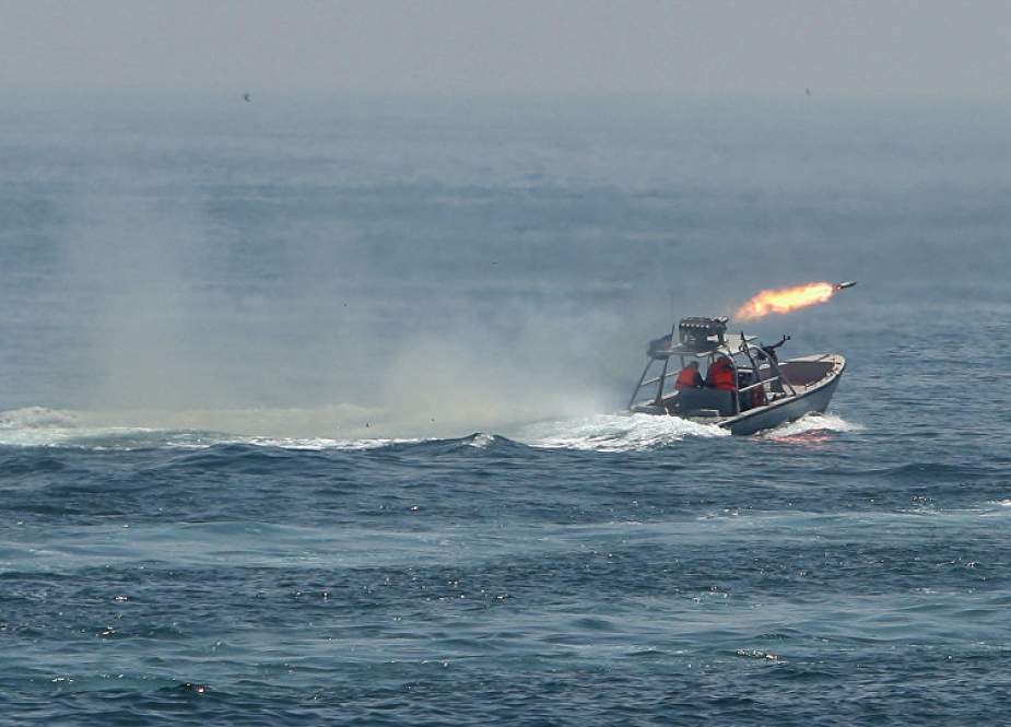 The file photo shows the IRGC speedboat in the Persian Gulf
