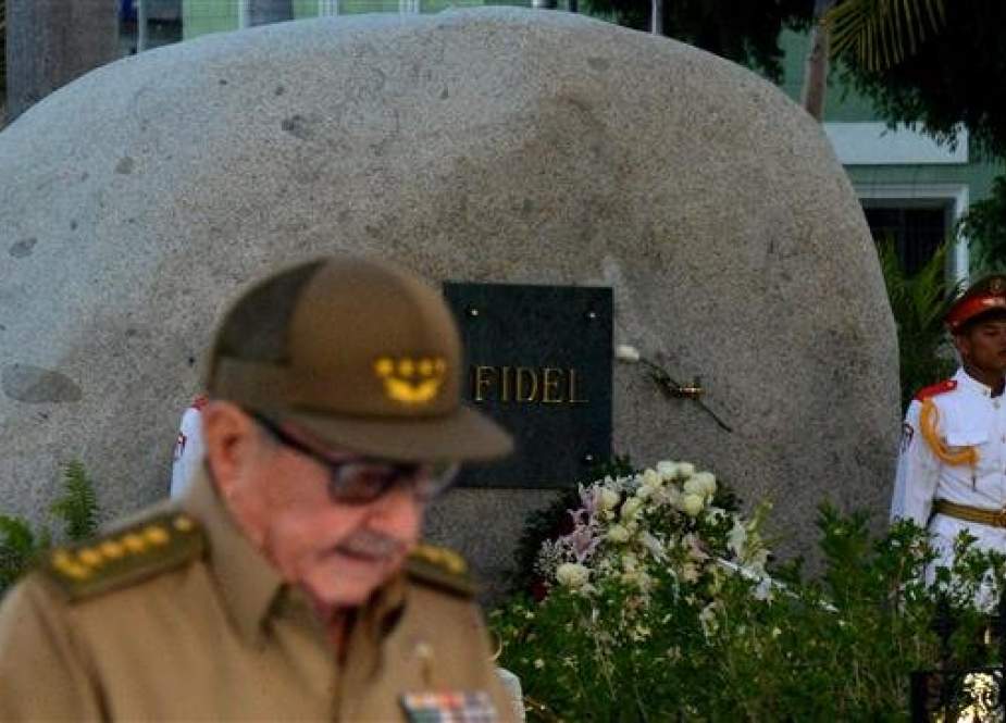 The First Secretary of the Cuban Communist Party, Raul Castro, gives a speech in front of Fidel Castro’s tomb, during the celebration of the 60th anniversary of the Cuban Revolution, at the Santa Ifigenia Cemetery in Santiago de Cuba, on January 1, 2019. (Photo by AFP)