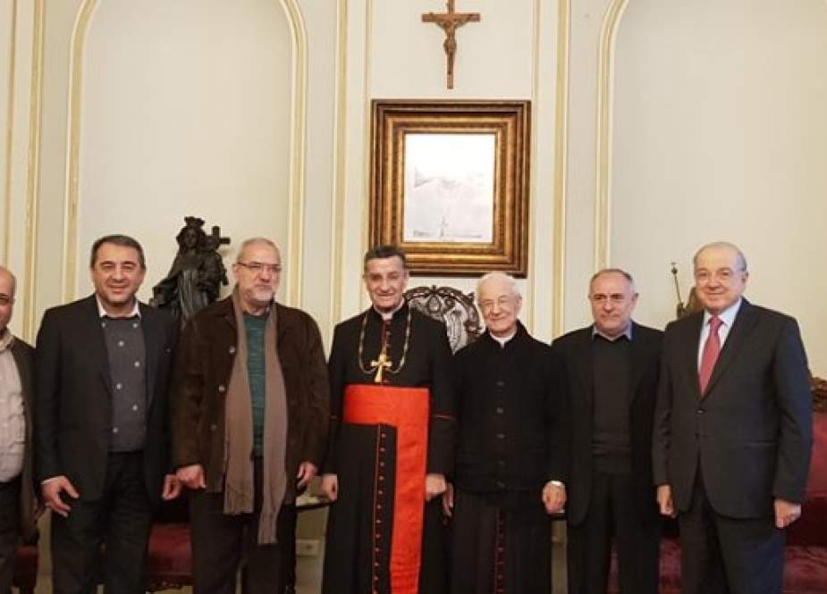 Hezbollah delegation led by the Politburo Vice President, Mahmoud Qomati, visited the Maronite Patriarch Beshara Rahi.jpg
