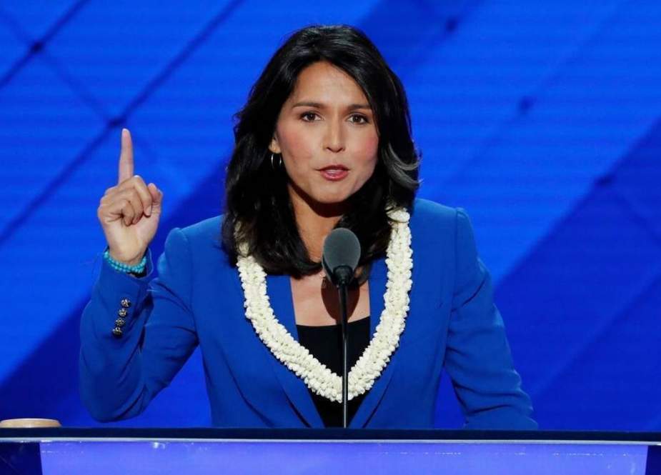 Rep. Tulsi Gabbard, D-Hi., nominates Sen. Bernie Sanders, I-VT., for president during the second day of the Democratic National Convention in Philadelphia on July 26, 2016. (Photo via AP)