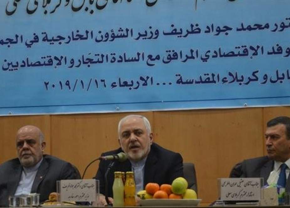 Mohammad Javad Zarif, Iranian Foreign Minister  in a business forum in the Iraqi city of Karbala.jpg