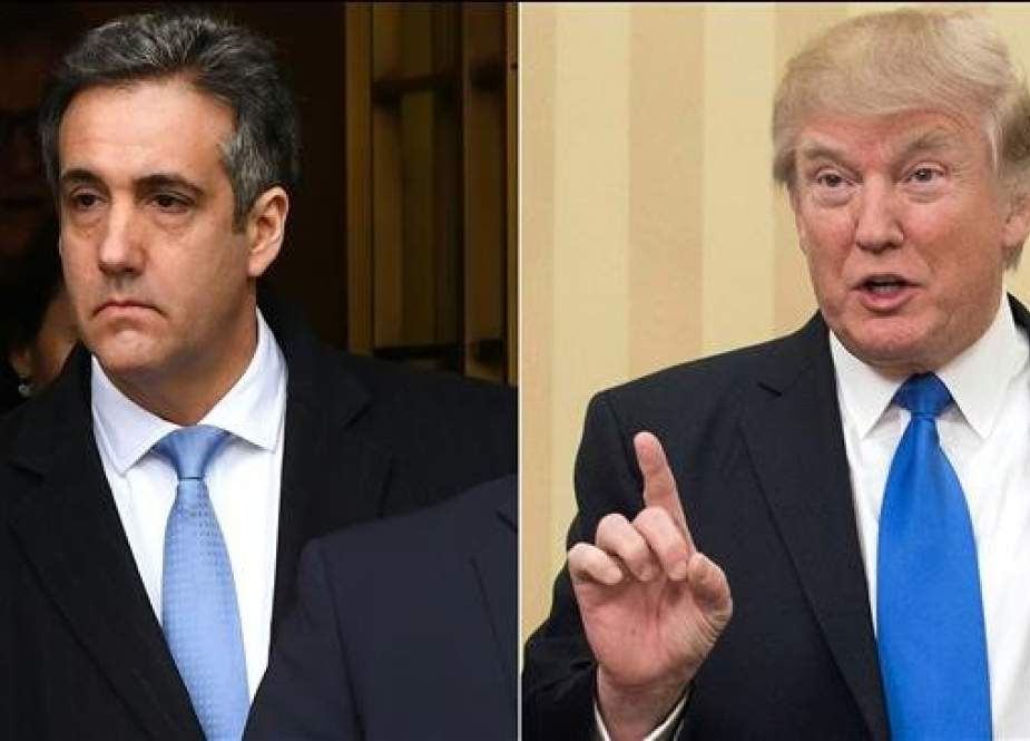 This combination of photos created on December 13, 2018 shows US President Donald Trump (R) and his former attorney Michael Cohen leaving US Federal Court in New York on December 12, 2018.