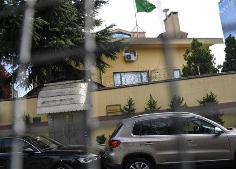 Saudi Arabia’s flag flies on the top of its consulate in Istanbul, Turkey, on November 1, 2018. (Photo by AFP)