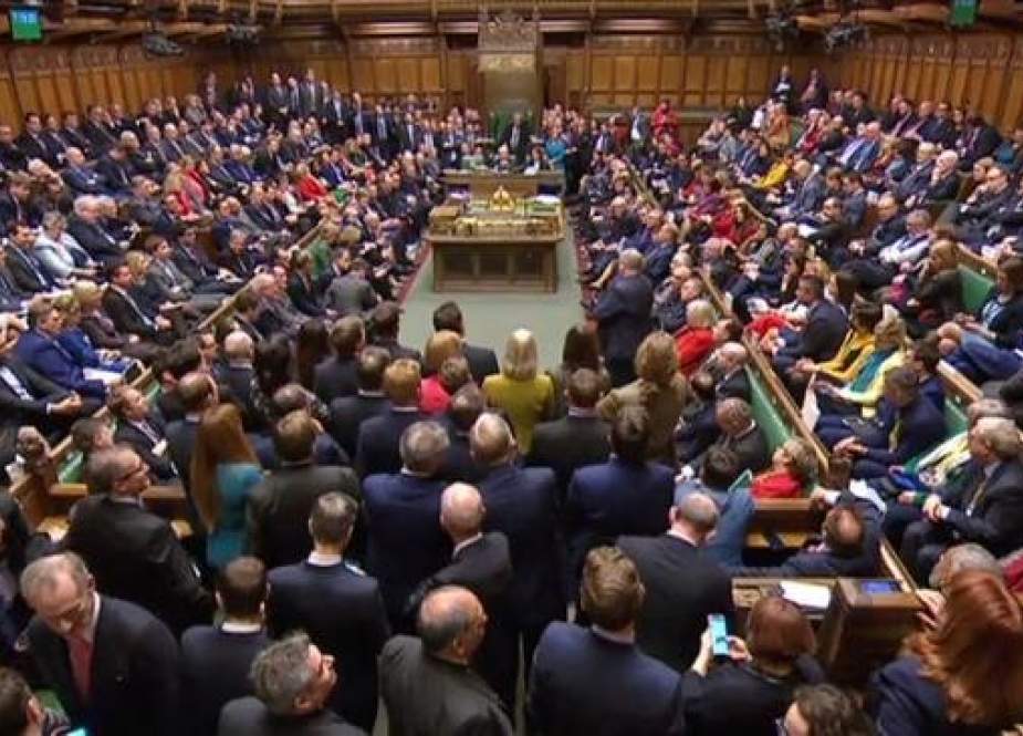 A video grab from footage broadcast by the UK parliament (Photo by AFP)
