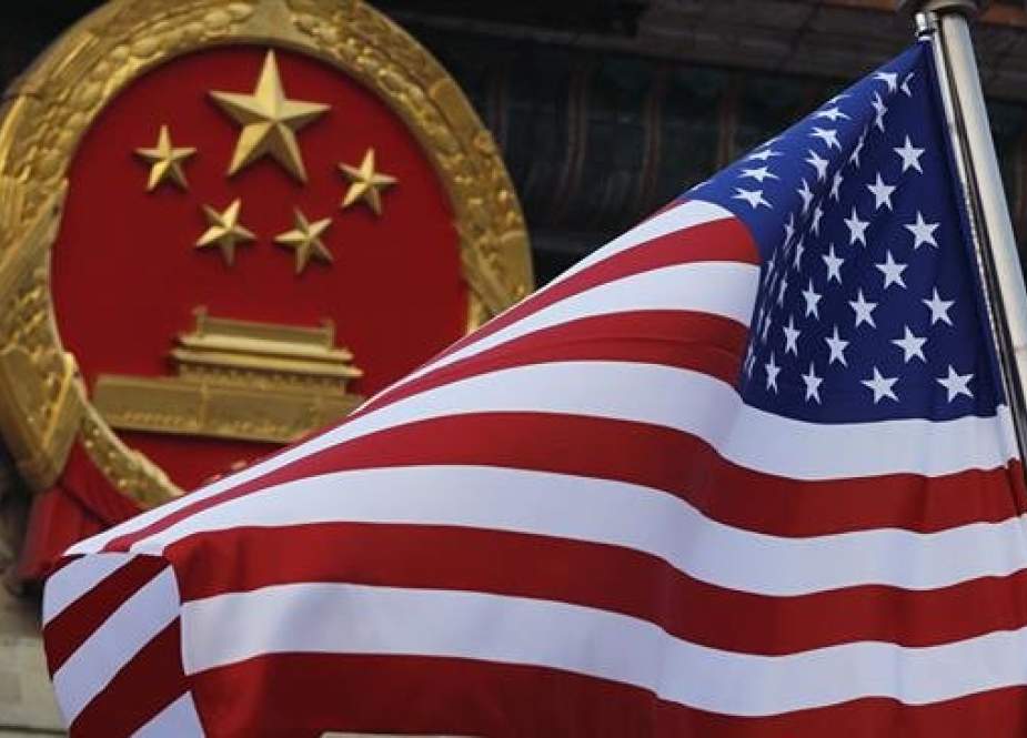 American flag is flown outside China