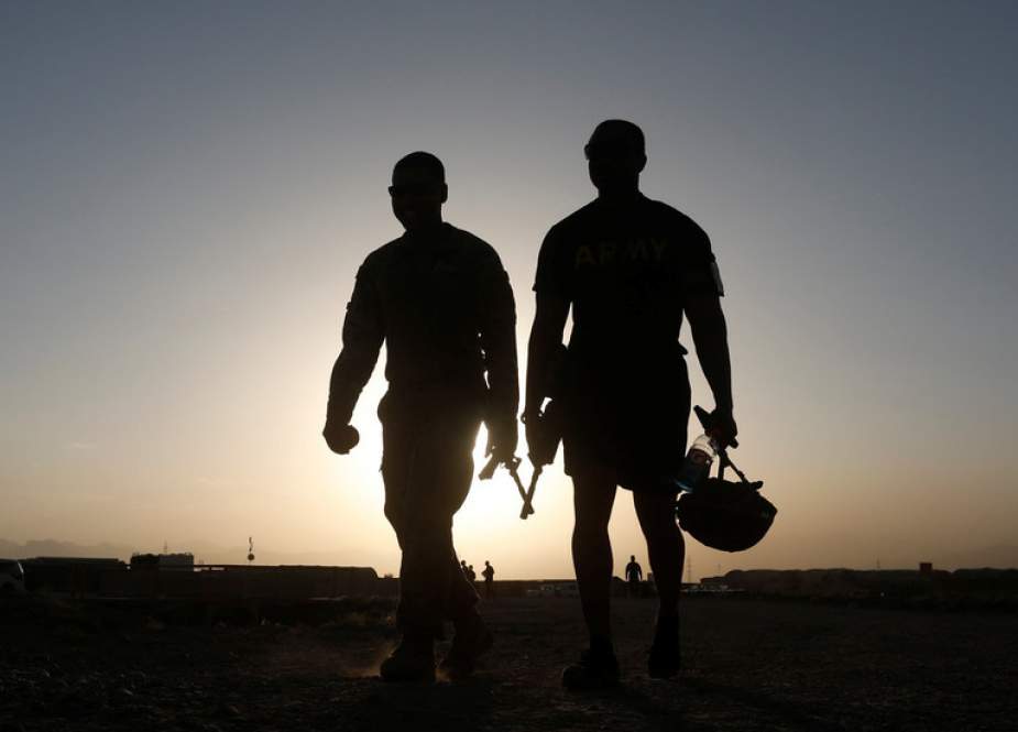 US troops walk at their base in Logar province, Afghanistan