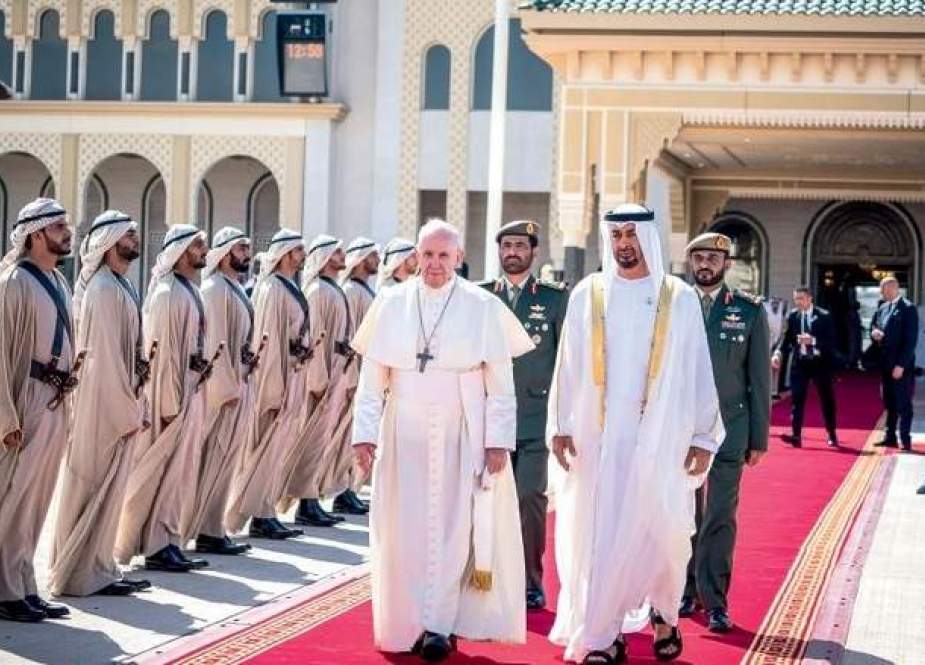 Sheikh Mohamed bin Zayed Al Nahyan sees Pope Francis off at the Presidential Airport in Abu Dhabi on February 5 after his three-day visit.