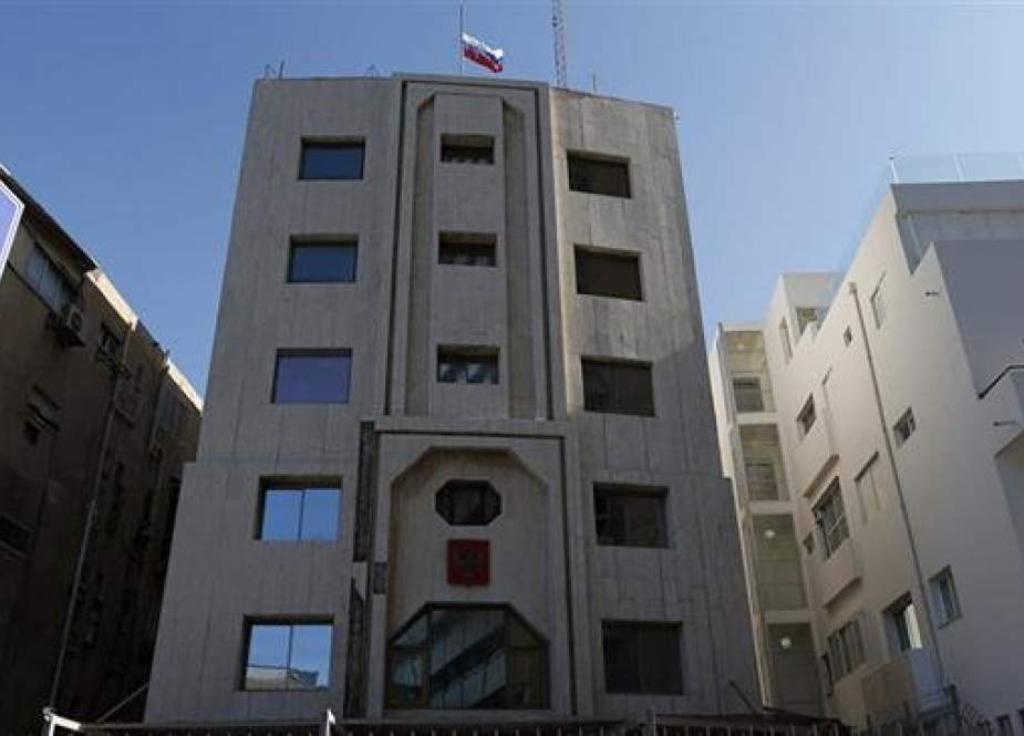The Russian embassy building (C) in Tel Aviv (file photo)
