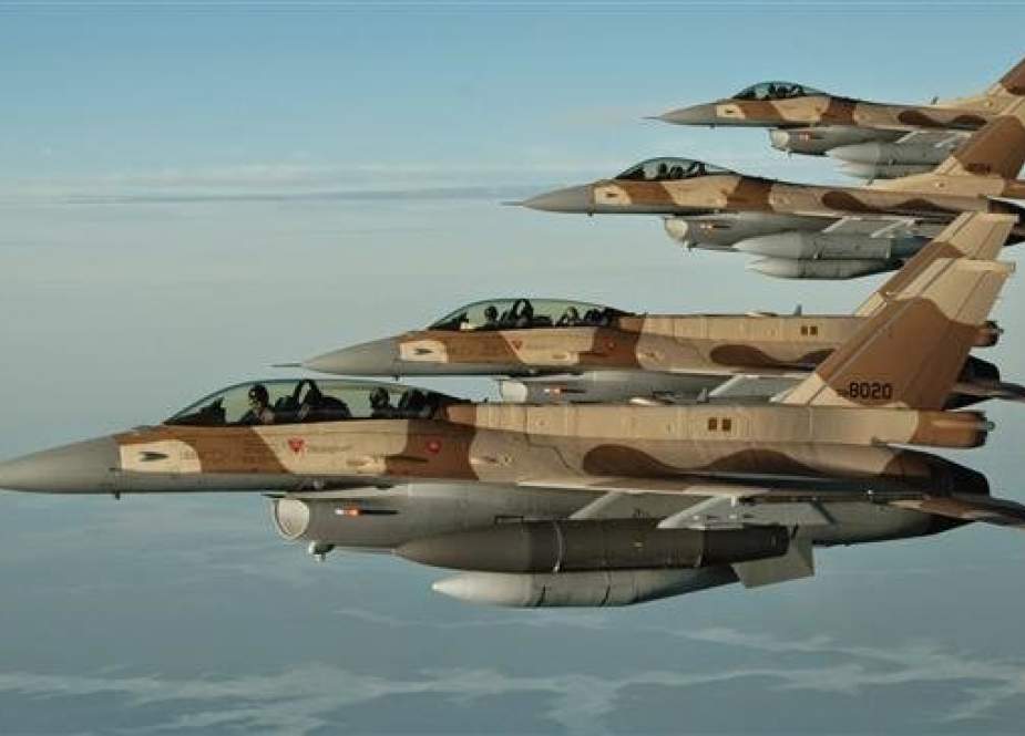 Undated photo of four F-16 jet fighters operated by the Moroccan army