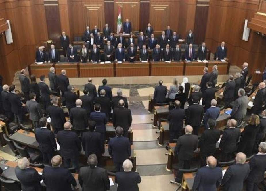 This photo released by the Lebanese parliament