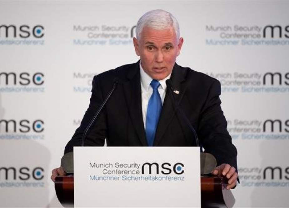 US Vice President Mike Pence speaks at the Bavarian regional parliament on the sidelines of the 55th Munich Security Conference (MSC) in Munich, southern Germany, on February 15, 2019. (AFP photo)