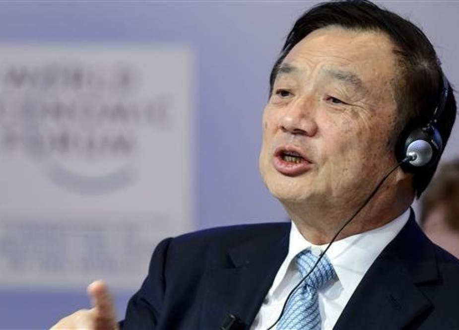 This file picture, taken on January 22, 2015, shows Huawei founder and CEO Ren Zhengfei speaking during a session of the World Economic Forum (WEF) annual meeting in Davos. (By AFP)