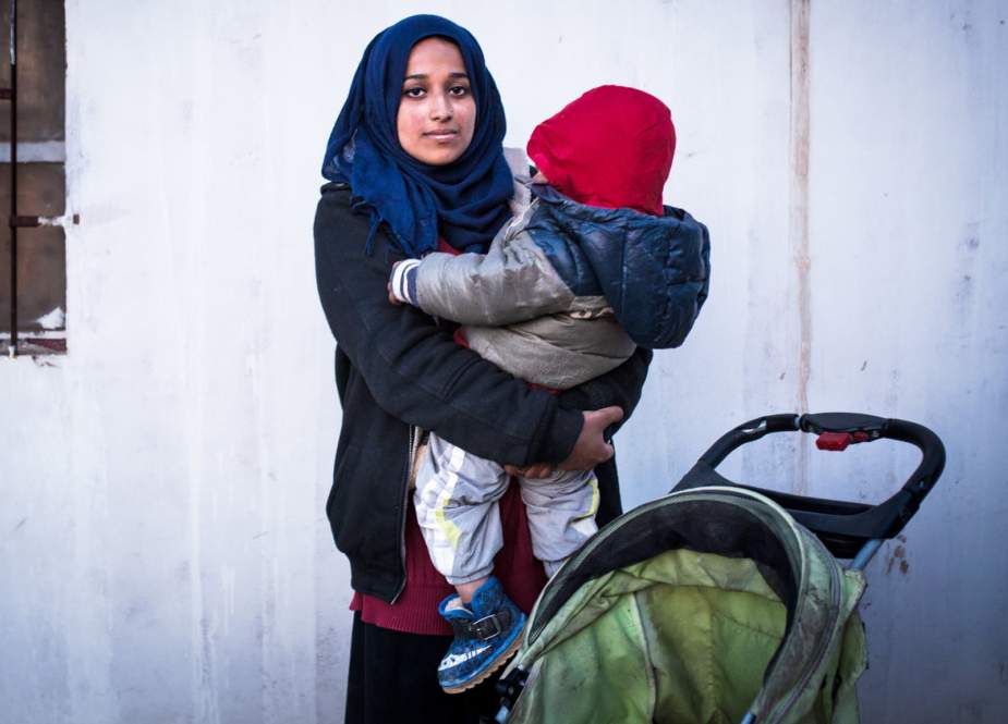 Hoda Muthanna with her one-year-old son at al-Hawl refugee camp in Syria