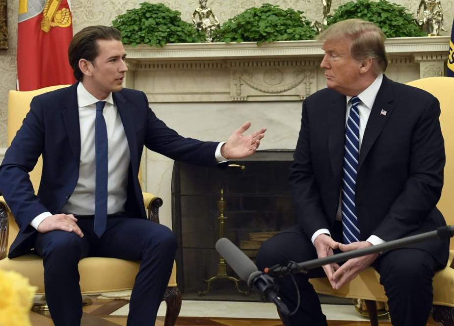 US President Donald Trump speaks during a meeting with Austrian Chancellor Sebastian Kurz in the Oval Office at the White House in Washington, DC, on February 20, 2019. (Photo by AFP)
