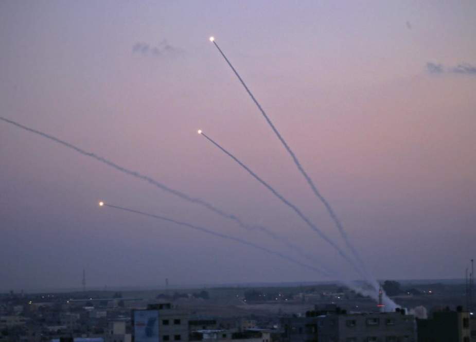 A picture taken from the Gaza Strip on November 12, 2018 shows missiles being launched toward Israel. (Photo by AFP)