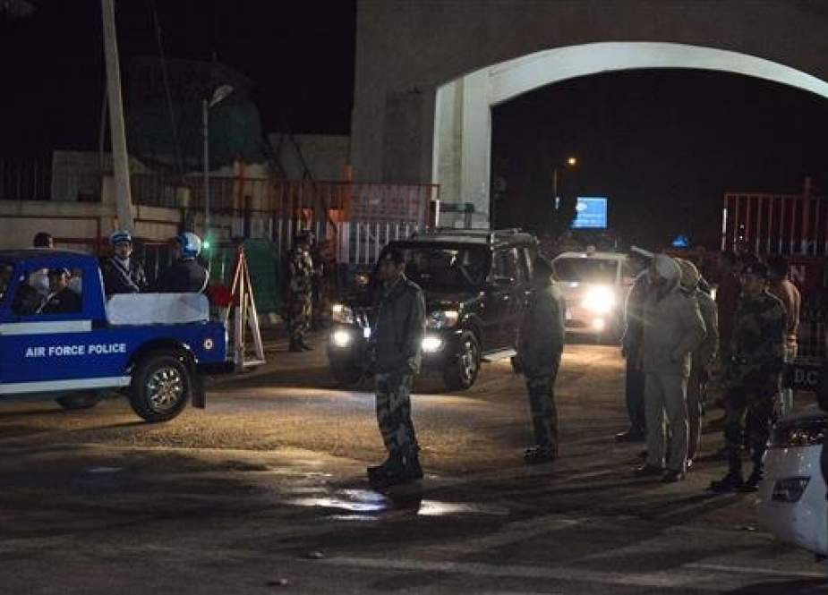 Air Force Police cars come out of the India-Pakistan border restricted area, after Indian Air Force Wing Commander Abhinandan Varthaman was freed to return to India, at the Wagah border crossing, on March 1, 2019. (Photo by AFP)