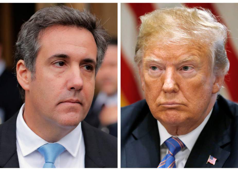 This combination of file pictures created on April 11, 2018 shows President Donald Trump (R) and his former lawyer Michael Cohen.