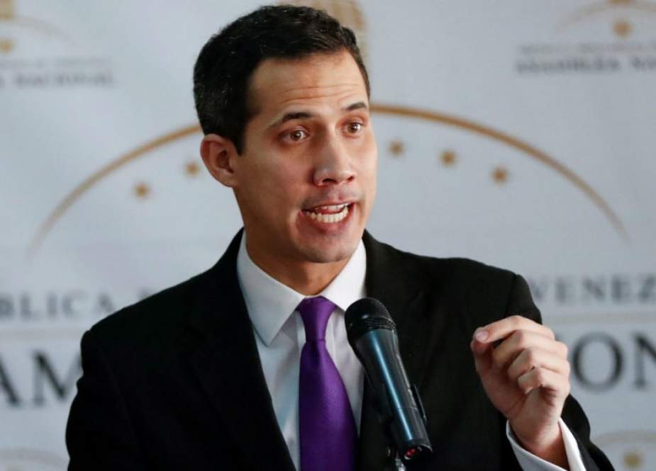 Venezuelan opposition leader Juan Guaido talks to reporters in this file photo.