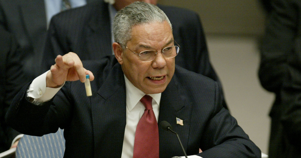 Colin Powell, then United States secretary of state, during his presentation on Iraq to the United Nations Security Council in 2003