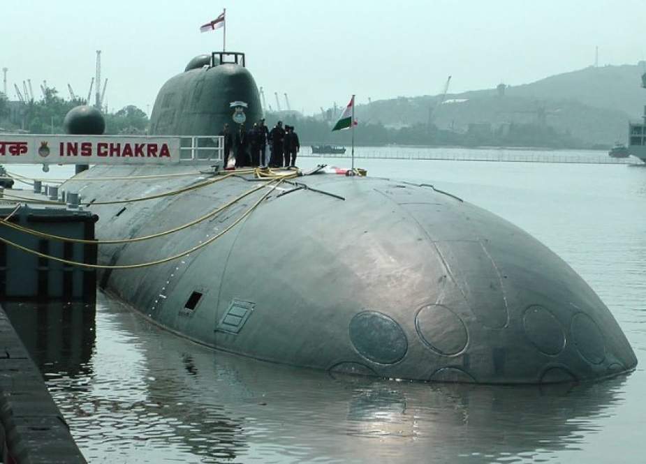 An undated image provided by Indian Navy shows nuclear-powered submarine, INS Chakra.